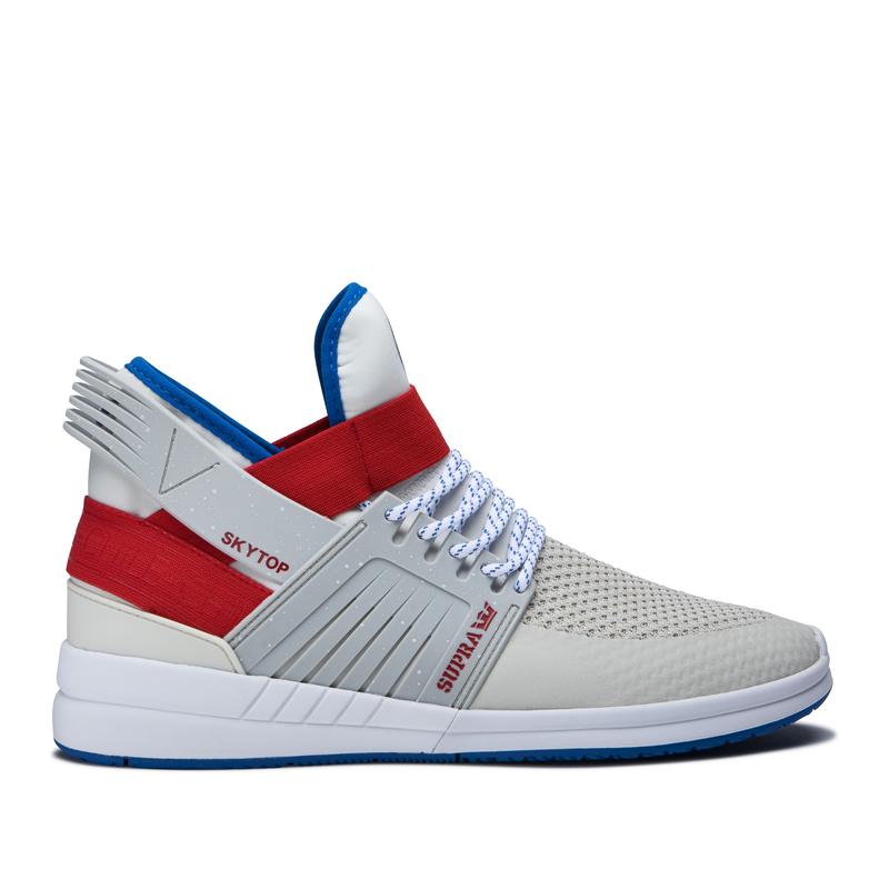 Supra SKYTOP V Sneaker High Herren HellGrau / Rot Online Bestellen DTRVC2759